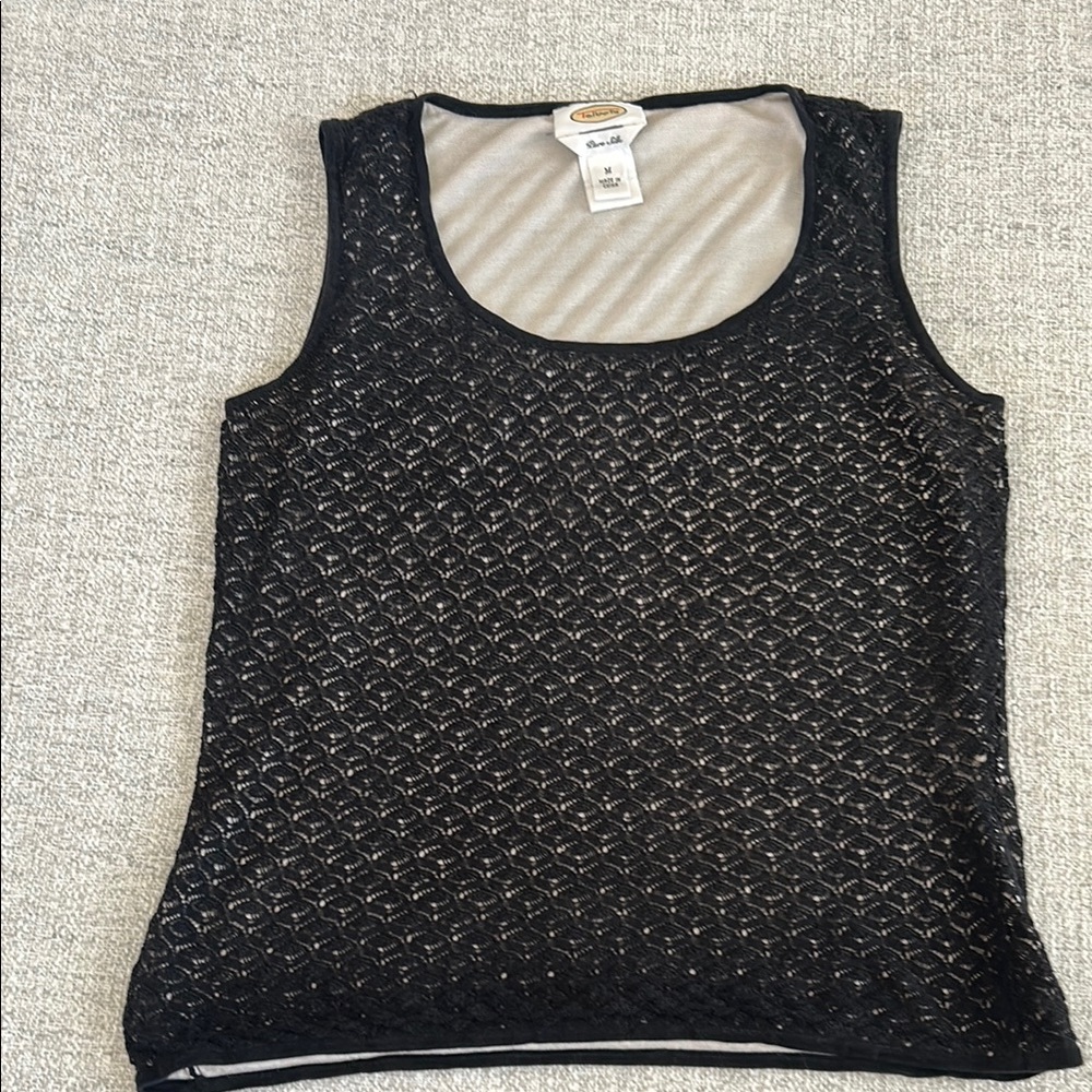 Talbots Black and White Polka Dot Sleeveless Tank Top